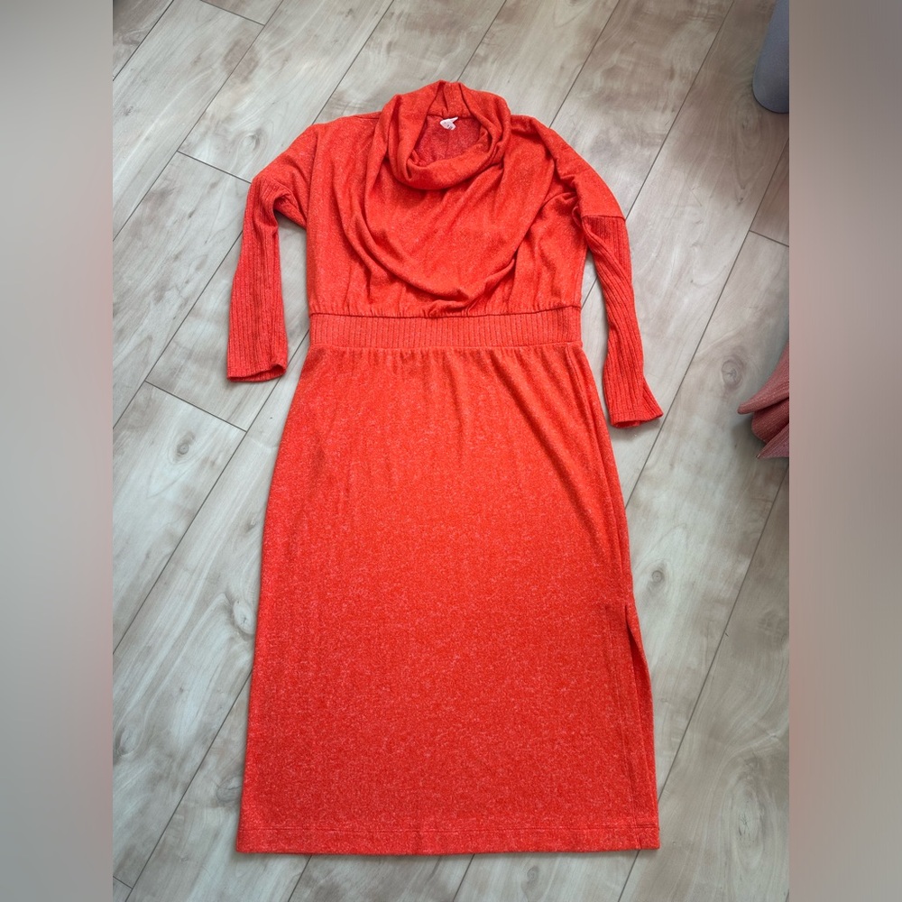 Anthropologie Daily Practice Red-Orange sweater dress petite Large - Picture 5 of 11